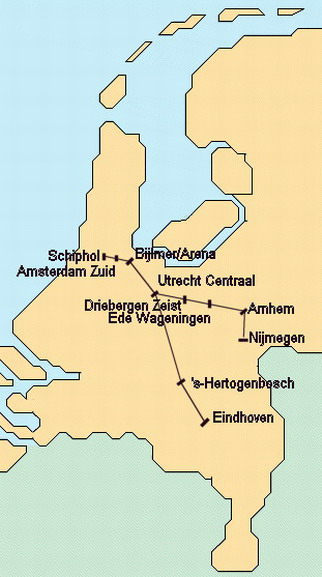 Direct connections from Schiphol railway station. To Eindhoven en Nijmegen
