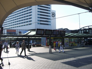 Bus departure times on displays in Schiphol