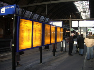 Departure charts in the Centraal Station