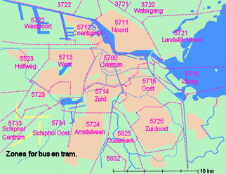 Map of Zones for Strippenkaart