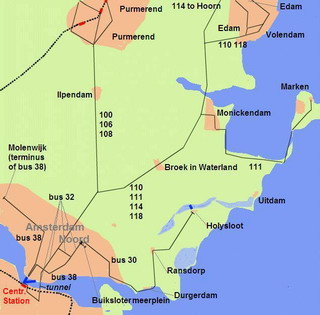 Bus connections to the country side north of Amsterdam